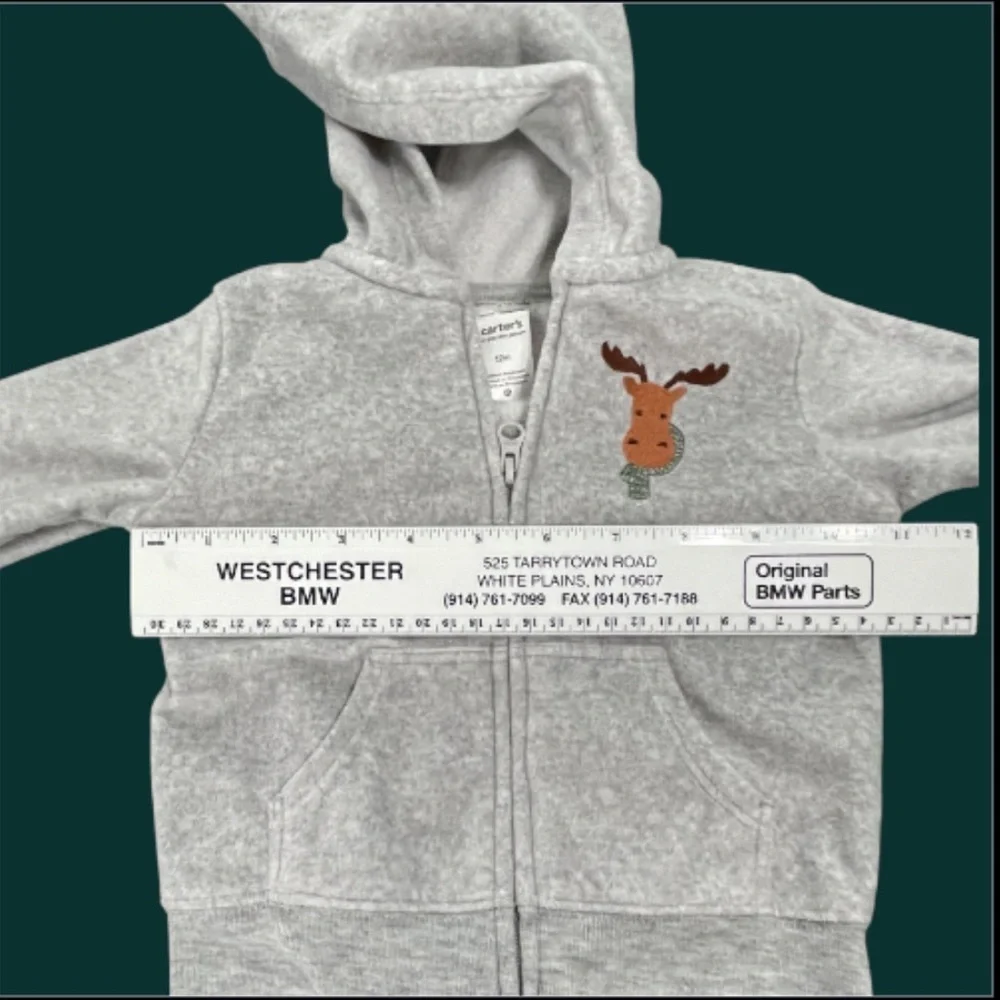 Carter's Light Gray Hoodie with Deer Design